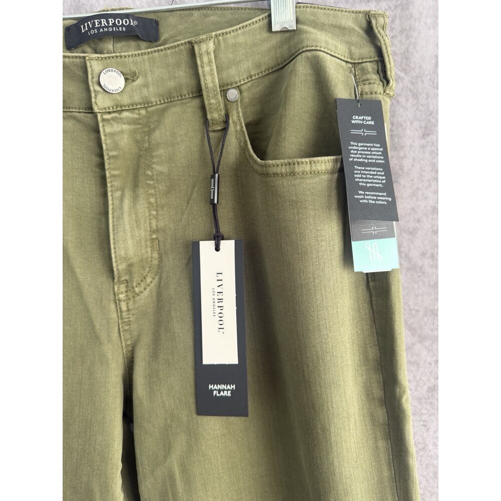 NWT Liverpool 12/31 Hannah Wide Hem Flare Olive Green Jeans Stretchy Bootcut - Picture 6 of 9